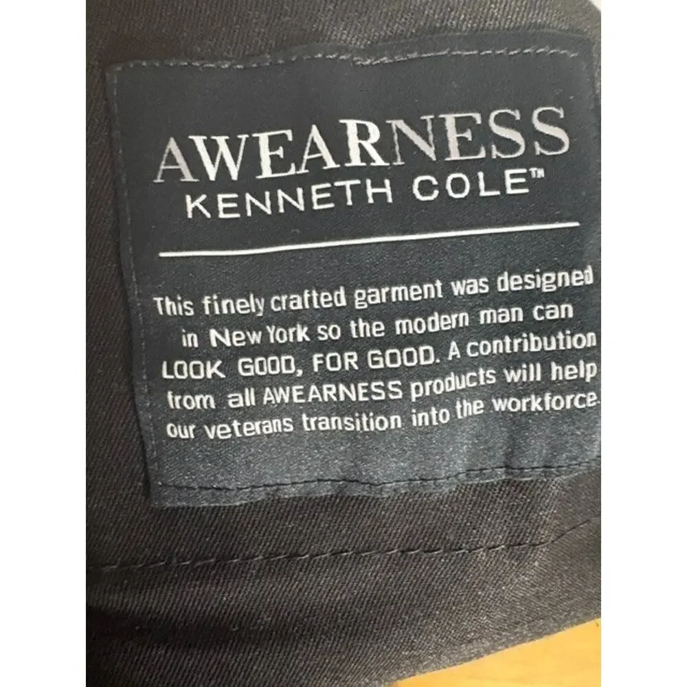 Kenneth Cole AWEAR-TECH Mens 38R Gray Wool Stretch Dress Pants Trousers